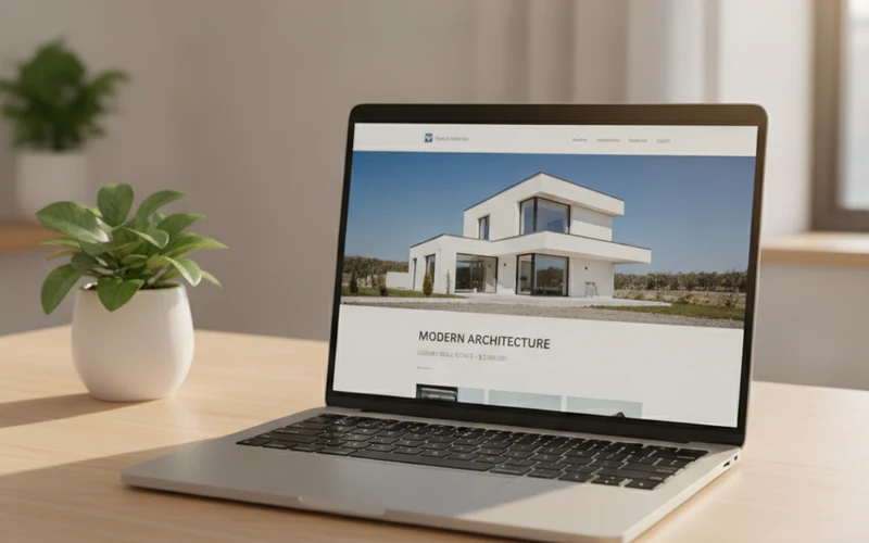 Immobilienportale & Online-Anzeigen — Immobilienanzeige auf Laptop